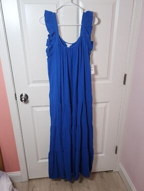 Caslon Vivid Blue Ruffle Strap Tiered Maxi Dress